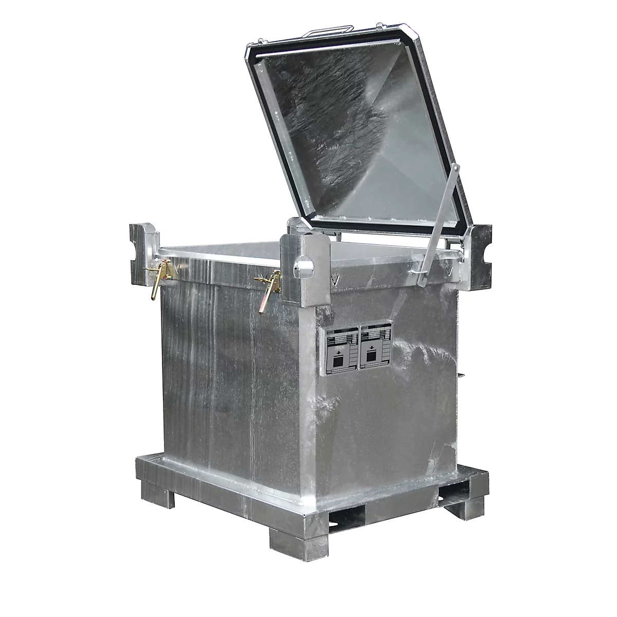 Conteneur pour déchets dangereux BAUER SAP 800-1, en tôle d'acier, galvanisé à chaud, empilable, L 1200 x P 1000 x H 1235 mm