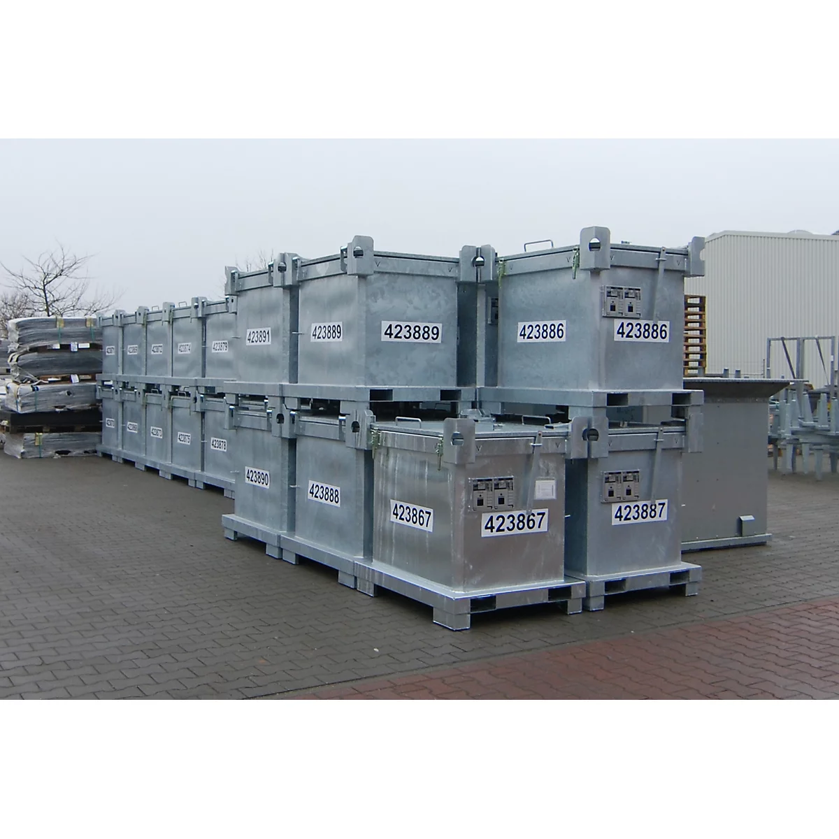 Conteneur pour déchets dangereux BAUER SAP 800-1, en tôle d'acier, galvanisé à chaud, empilable, L 1200 x P 1000 x H 1235 mm