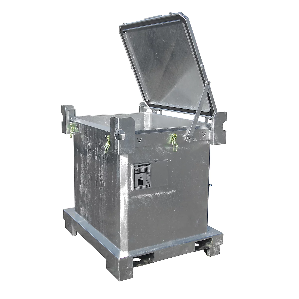 Conteneur pour déchets dangereux BAUER SAP 800, en tôle d'acier, galvanisé à chaud, empilable, L 1200 x P 1000 x H 1235 mm