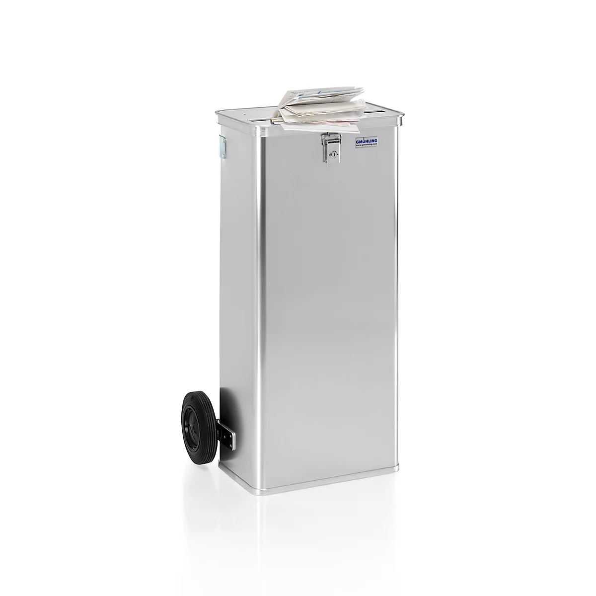 Conteneur pour destruction de documents D1009/120 H, volume 120 L, avec roulettes, fente 420 x 27 mm