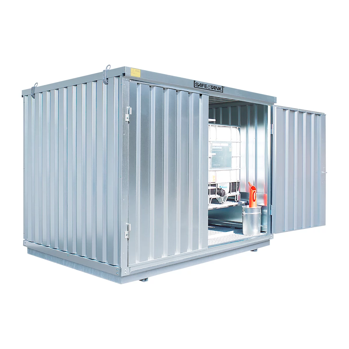 Conteneur pour produits dangereux SAFE Tank 1000 KTC, galvanisé, l. 3050 x P 2170 x H 2310 mm, pour 2 x conteneurs IBC de 1000 L