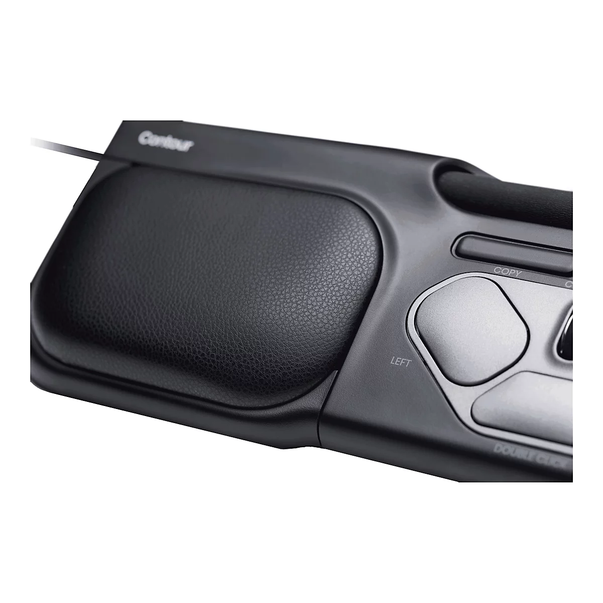 Nahaufnahme einer ergonomischen Contour Tastatursteuerung mit Tasten wie Left und Copy.