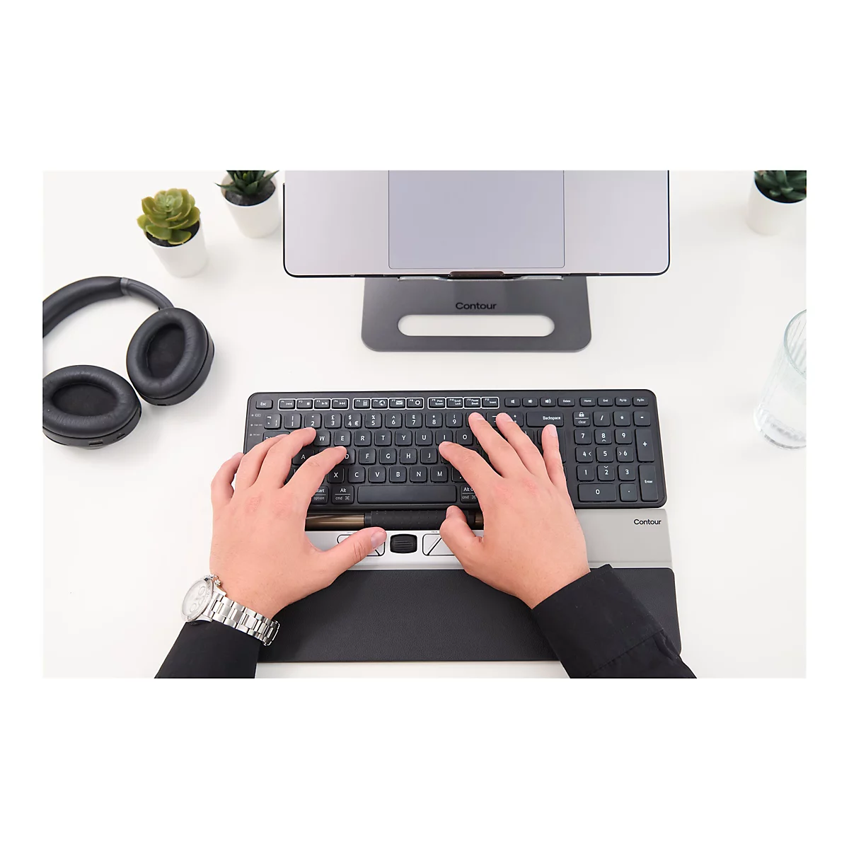 Contour RollerMouse Go - Zentrale Maus - antibakterielle Oberfläche, hohe Beständigkeit gegen Desinfektionsmittel - ergonomisch - mit RollerMouse Go Dock
