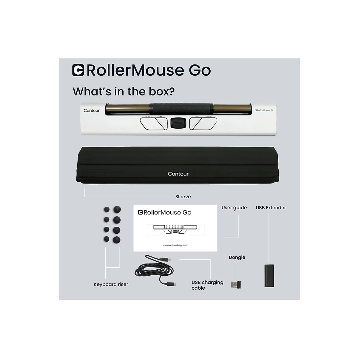 Contour RollerMouse Go - Zentrale Maus - ergonomisch - 5 Tasten - kabellos - Bluetooth, USB-C