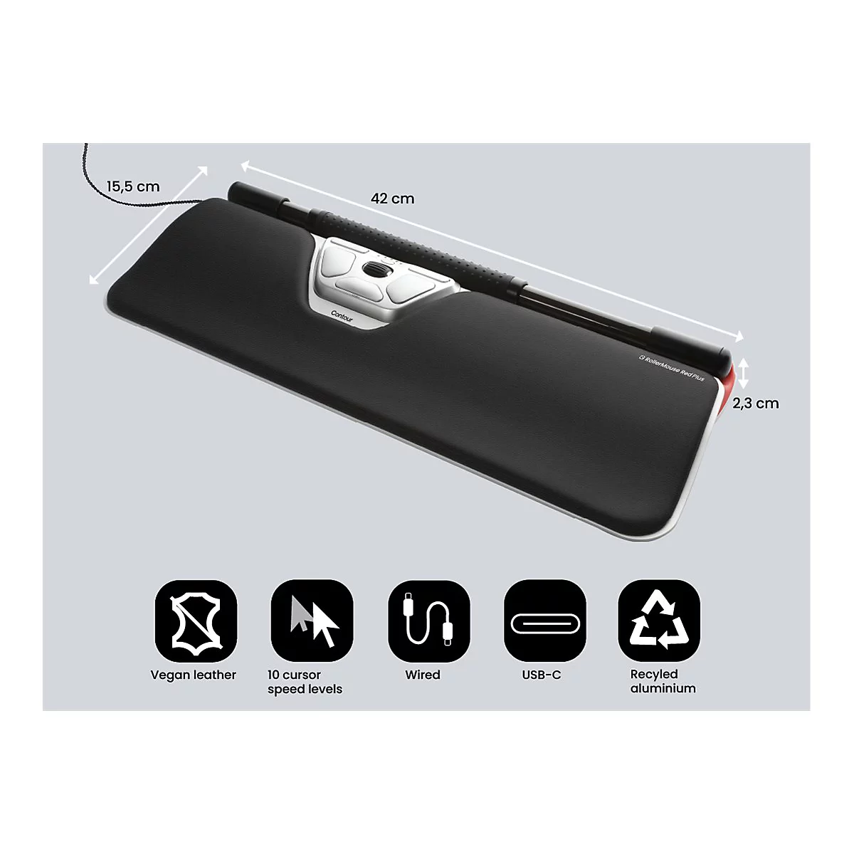 Contour RollerMouse Red Plus - Zentrale Maus - ergonomisch - 7 Tasten - kabelgebunden