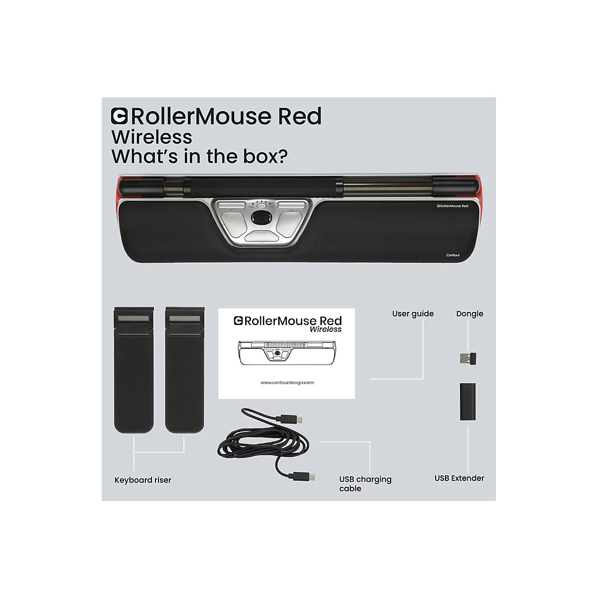 Contour RollerMouse Red - Zentrale Maus - ergonomisch - 7 Tasten - kabellos - Bluetooth
