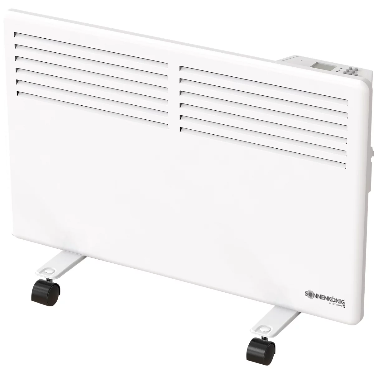 Convecteur chauffage SLIM E 1500, mobile ou montage mural, 1500 W, 3 niveaux de chauffage, thermostat, minuterie 24 h/semaine, IP24, L 640 x P 85 x H 400 mm, blanc