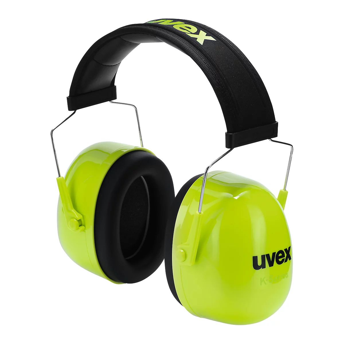 Coquille anti-bruit K4 uvex, mousse à mémoire de forme, SNR 35 dB, EN 352-1, longueur ajustable, rembourrage bandeau tête, vert néon