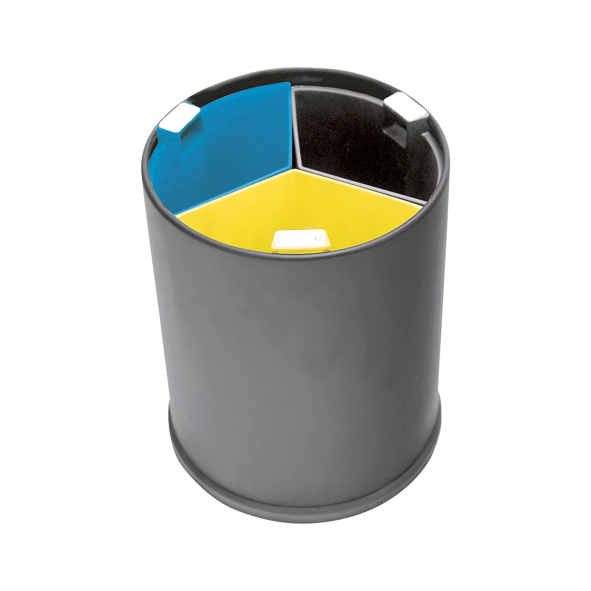 Corbeille à papier de tri des déchets - modèle de table - en métal - 3 bacs intérieurs en polypropylène - 9 litres