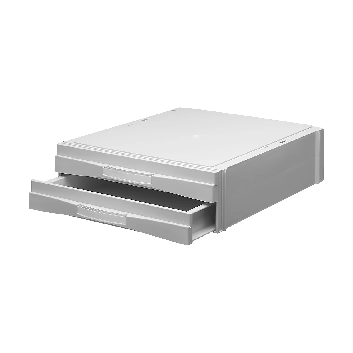 Corbeille porte-produit PAS-Plus 82 ATLANTA, 2 tiroirs, format C4, polystyrène, blanc