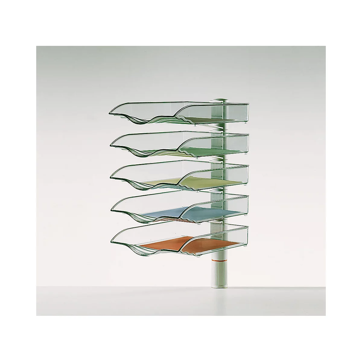 Corbeille porte-produits CopySwinger, format A4, 5 compartiments, gris clair