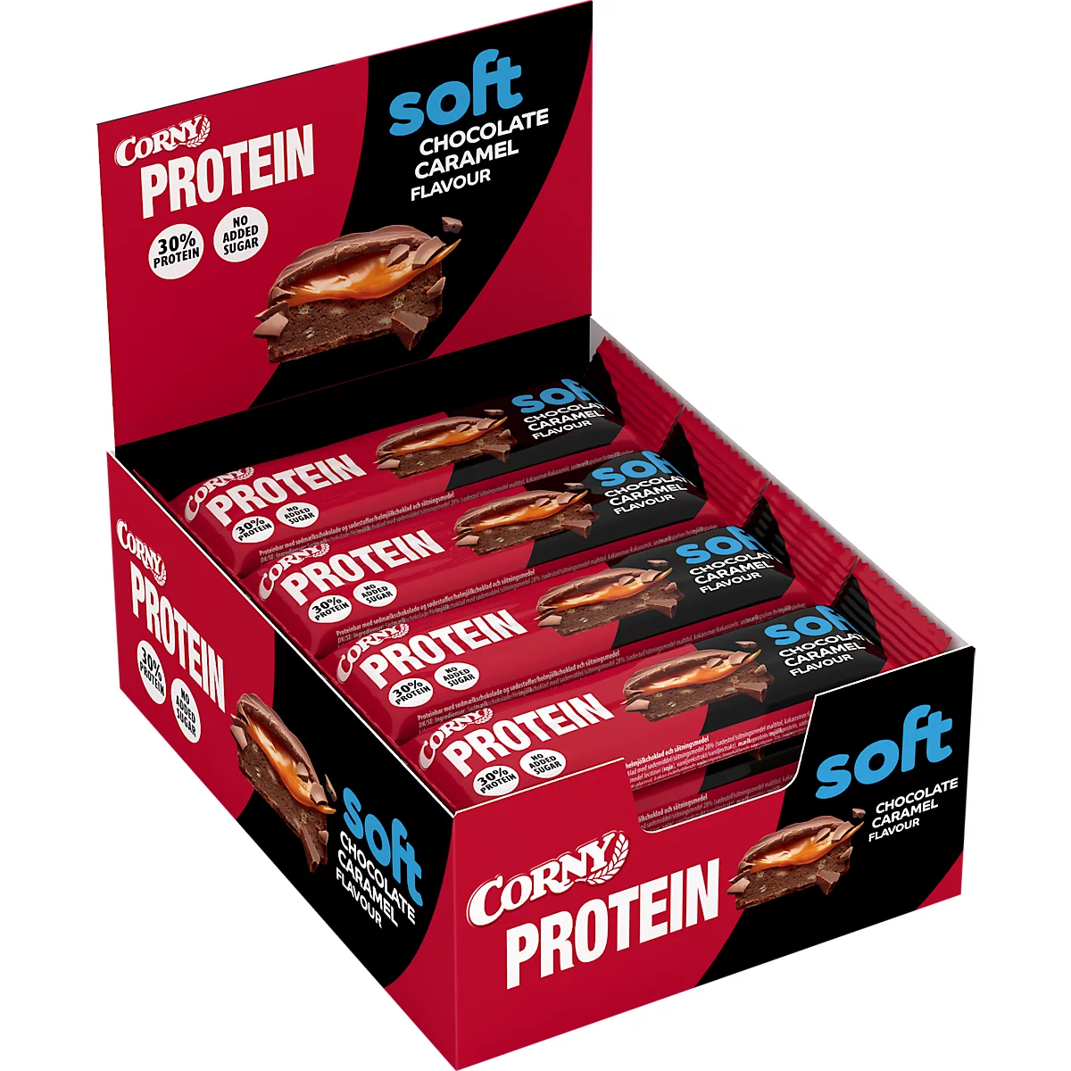 Corny Mueslireep Eiwit Zacht Chocolade-Karamel, 12 repen 45g per stuk