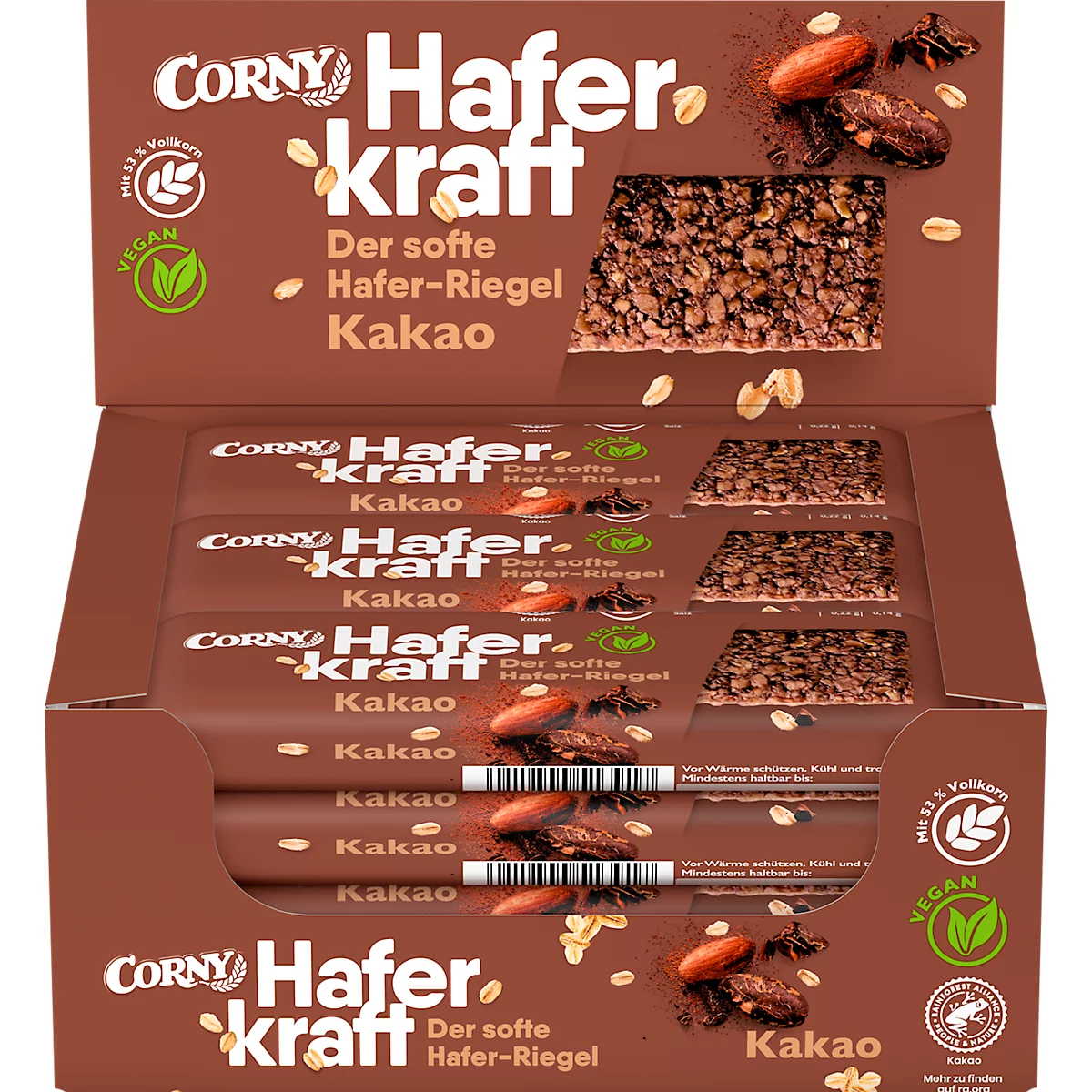 Corny Oat Power Cocoa mueslireep, doos van 12 repen, 65 g per stuk