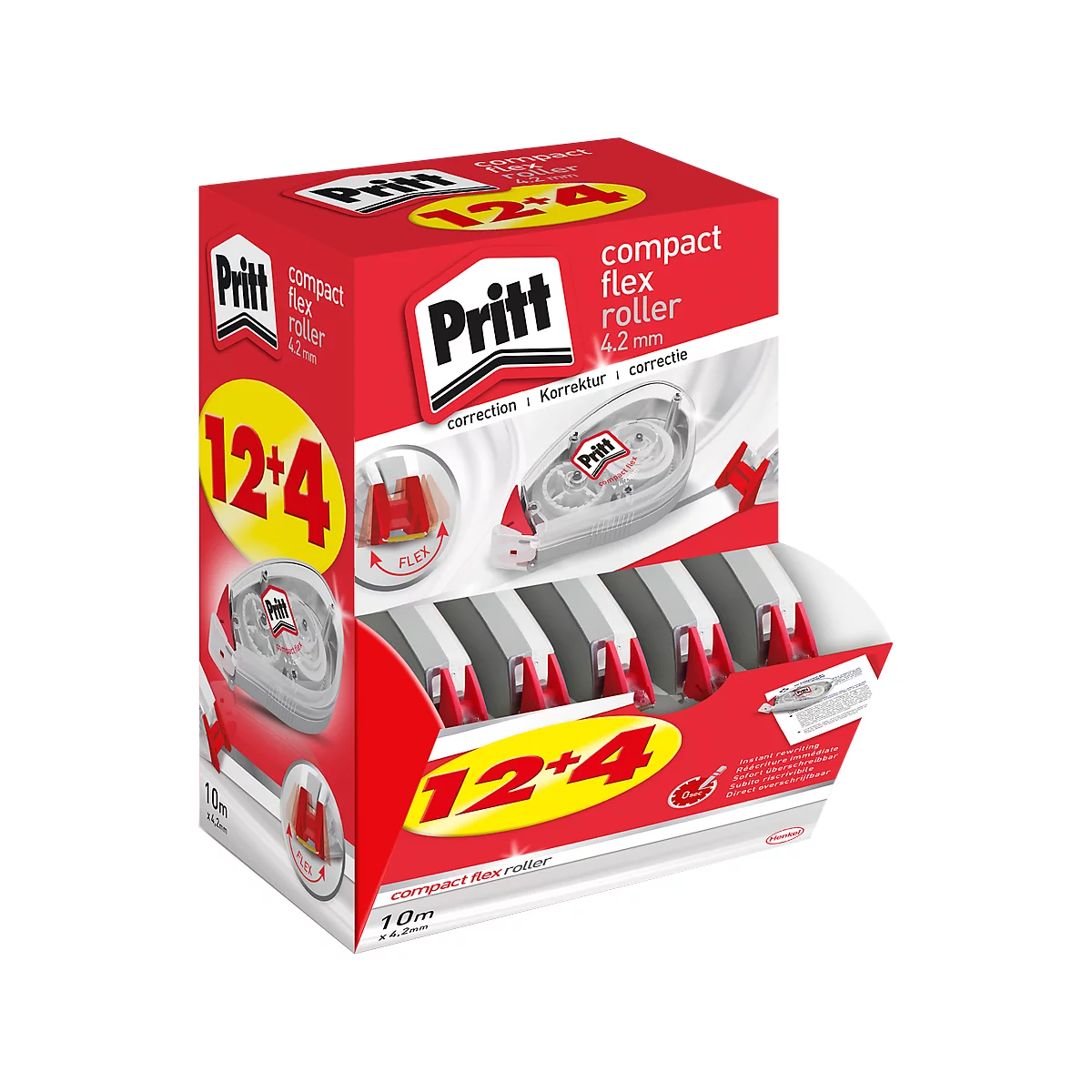 Correctieroller PRITT Compact Flex, met Push & Pull-functie, L 10 m x B 4,2 mm, multipack van 16