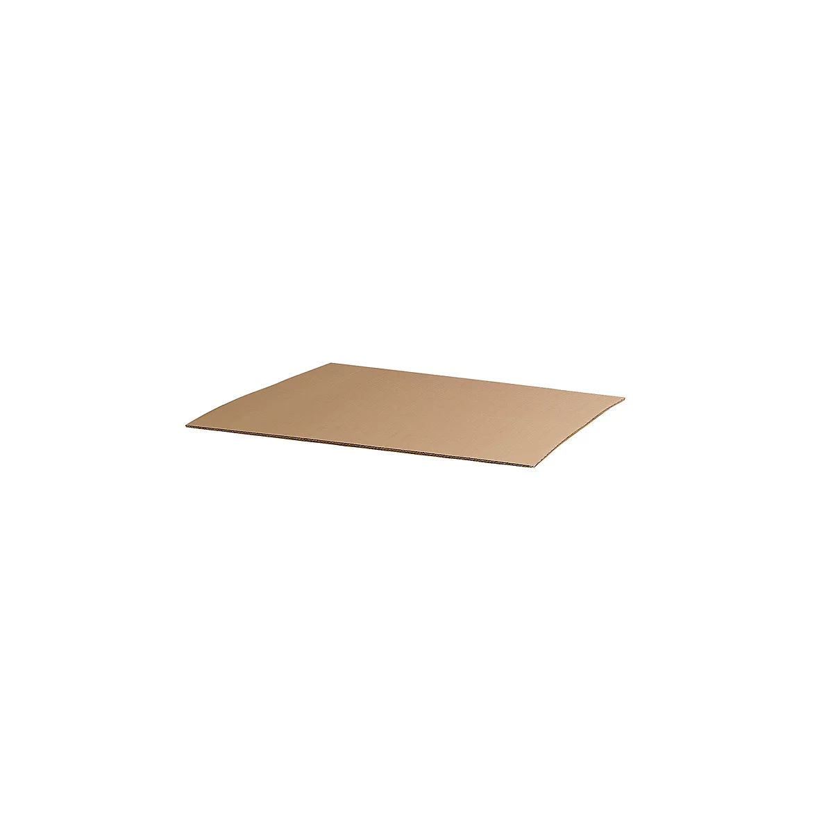 A rectangular, brown cardboard, seen slightly slanted from above, on a white background.