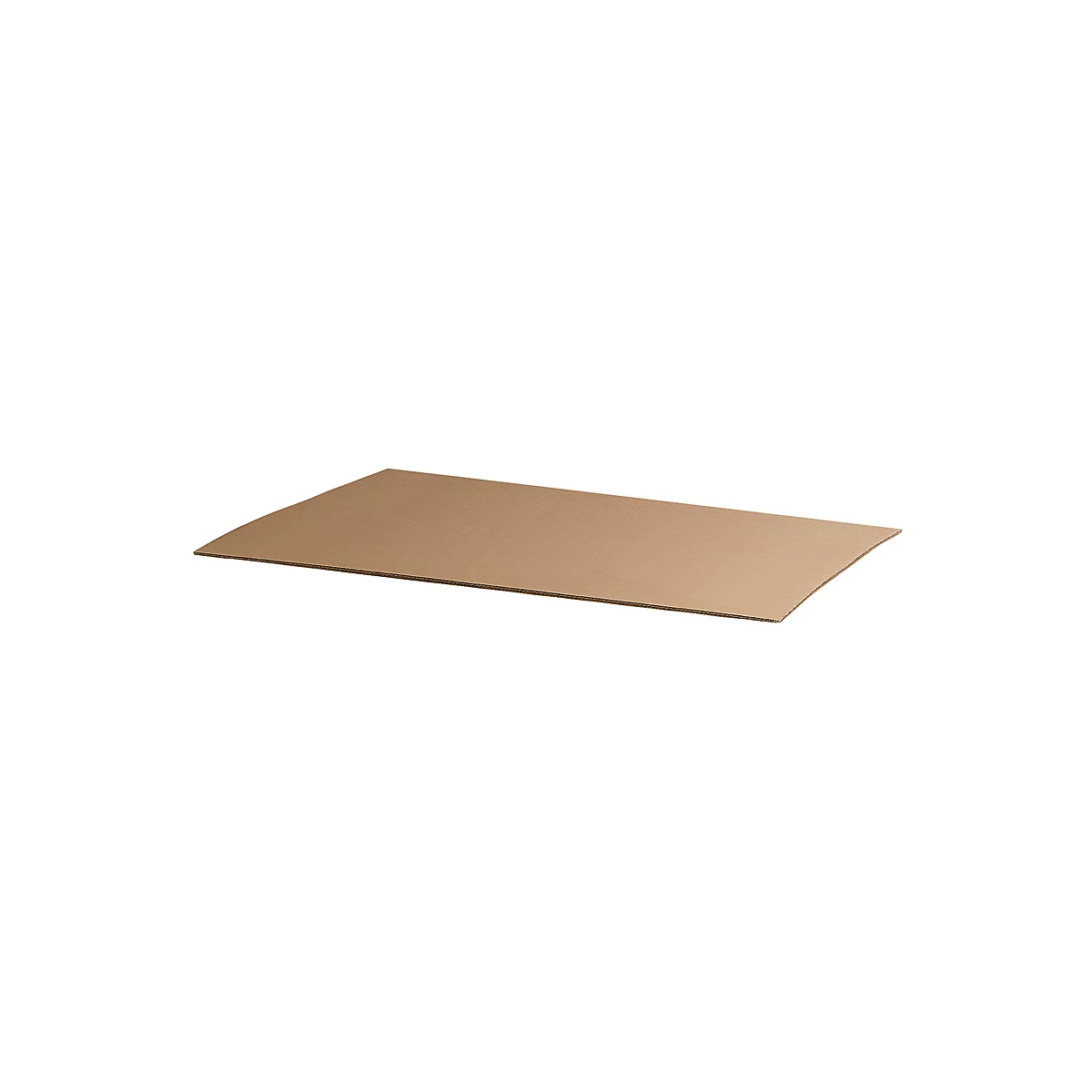 Brown rectangular shape, with slightly curved side, lies on white background.
