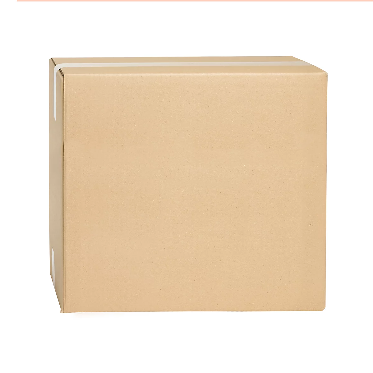 A square brown cardboard box on a white background, sealed with tape.