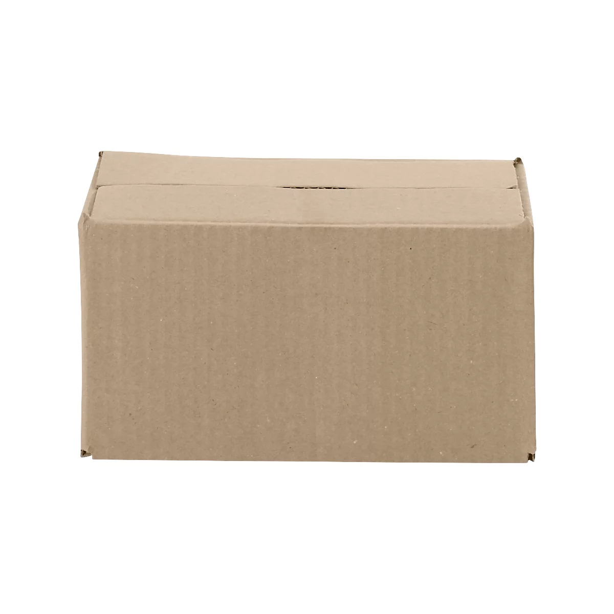Brown cardboard shipping box, rectangular.