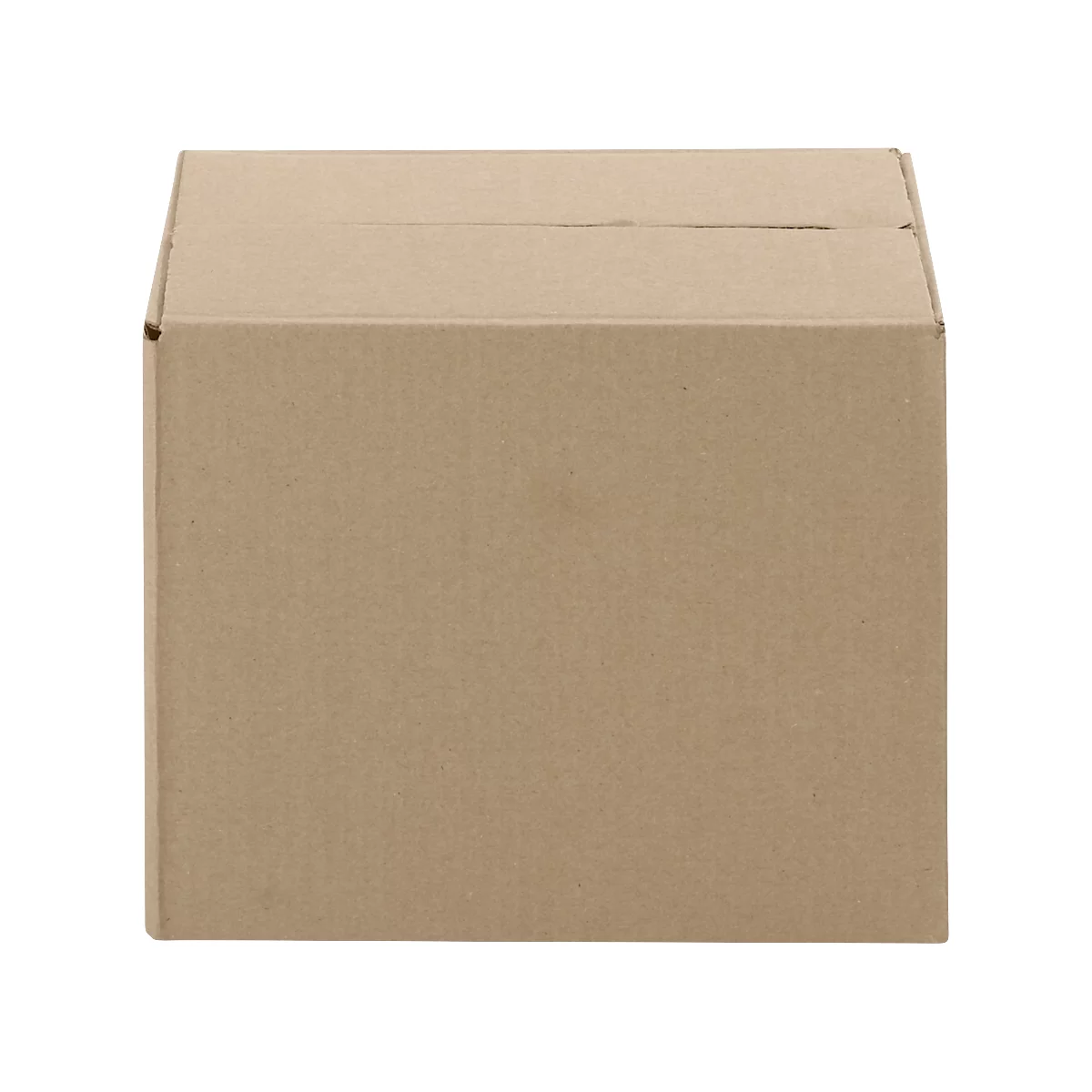 Brown, square cardboard box. Lid with a line.