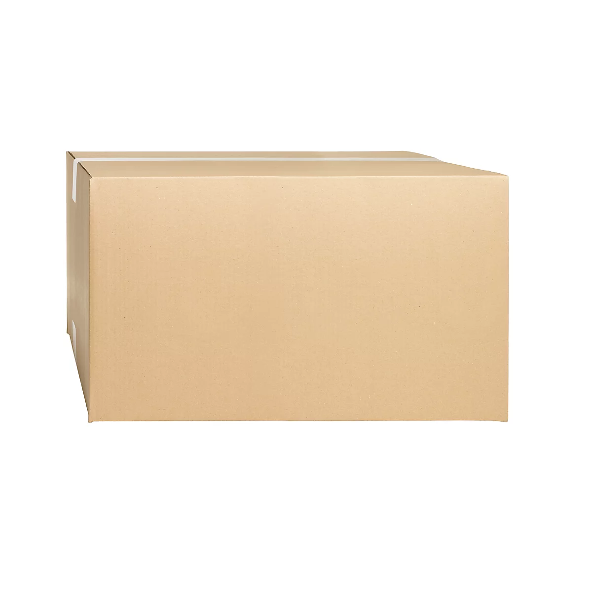 A rectangular cardboard box, brown, sealed with white tape. The background is white.