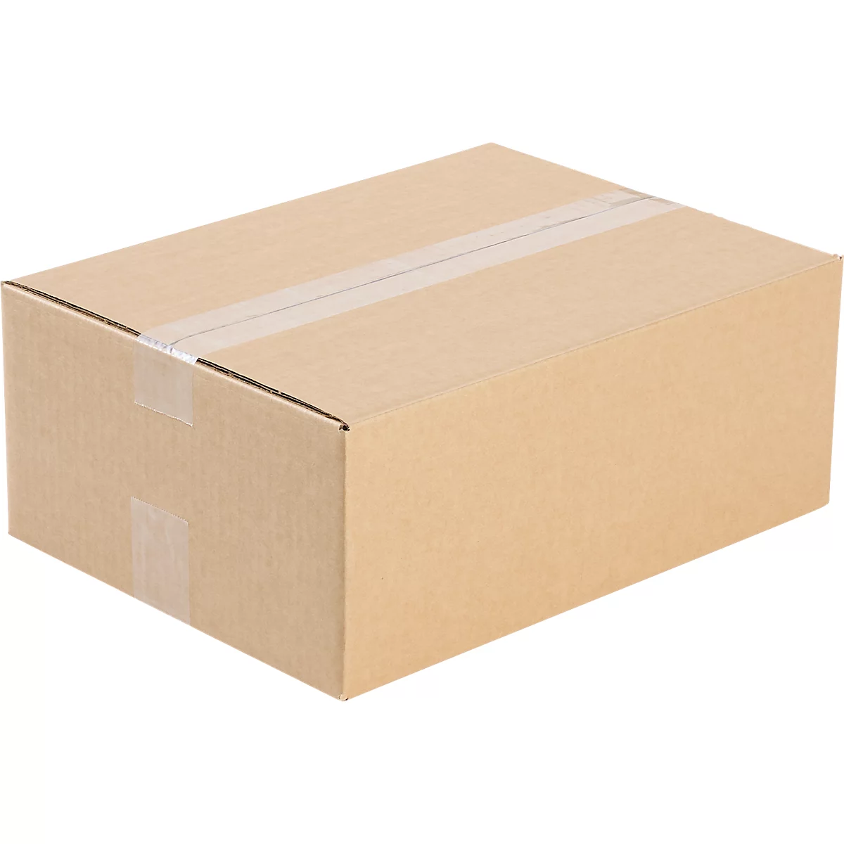 A rectangular cardboard box, sealed with tape.