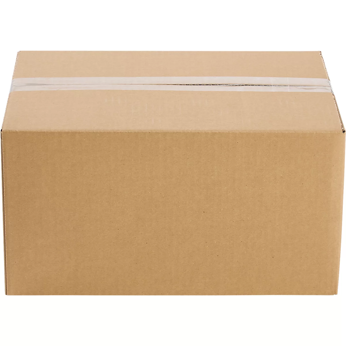 Brown rectangular cardboard box, sealed with tape.