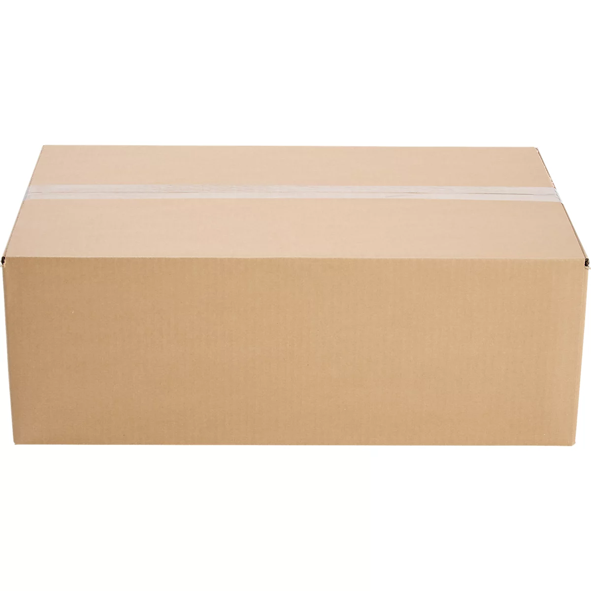 A closed, rectangular cardboard box, sealed with tape.