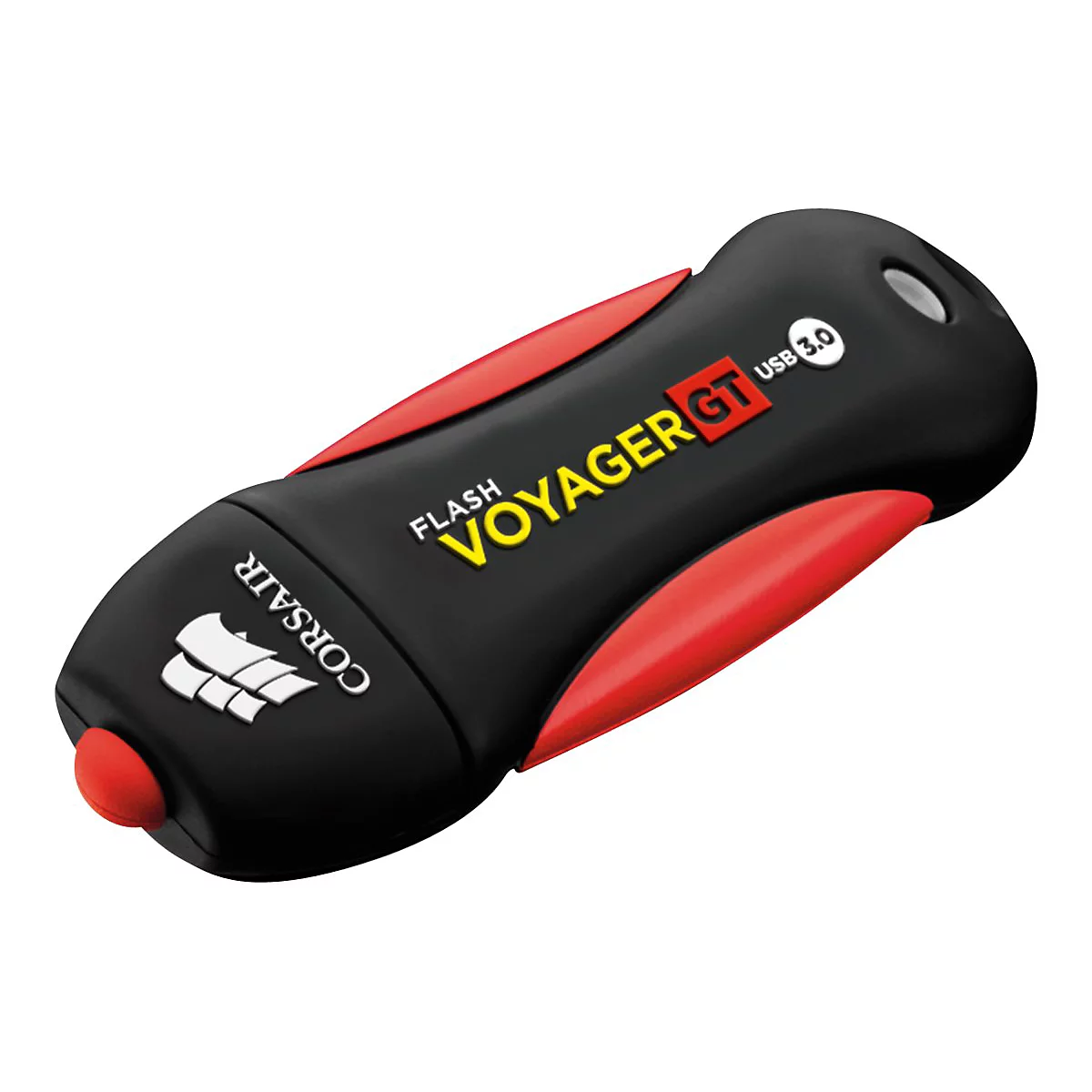 Schwarzer USB-Stick mit roten Akzenten. Aufschrift: Voyager GT, USB 3.0, Corsair Logo.