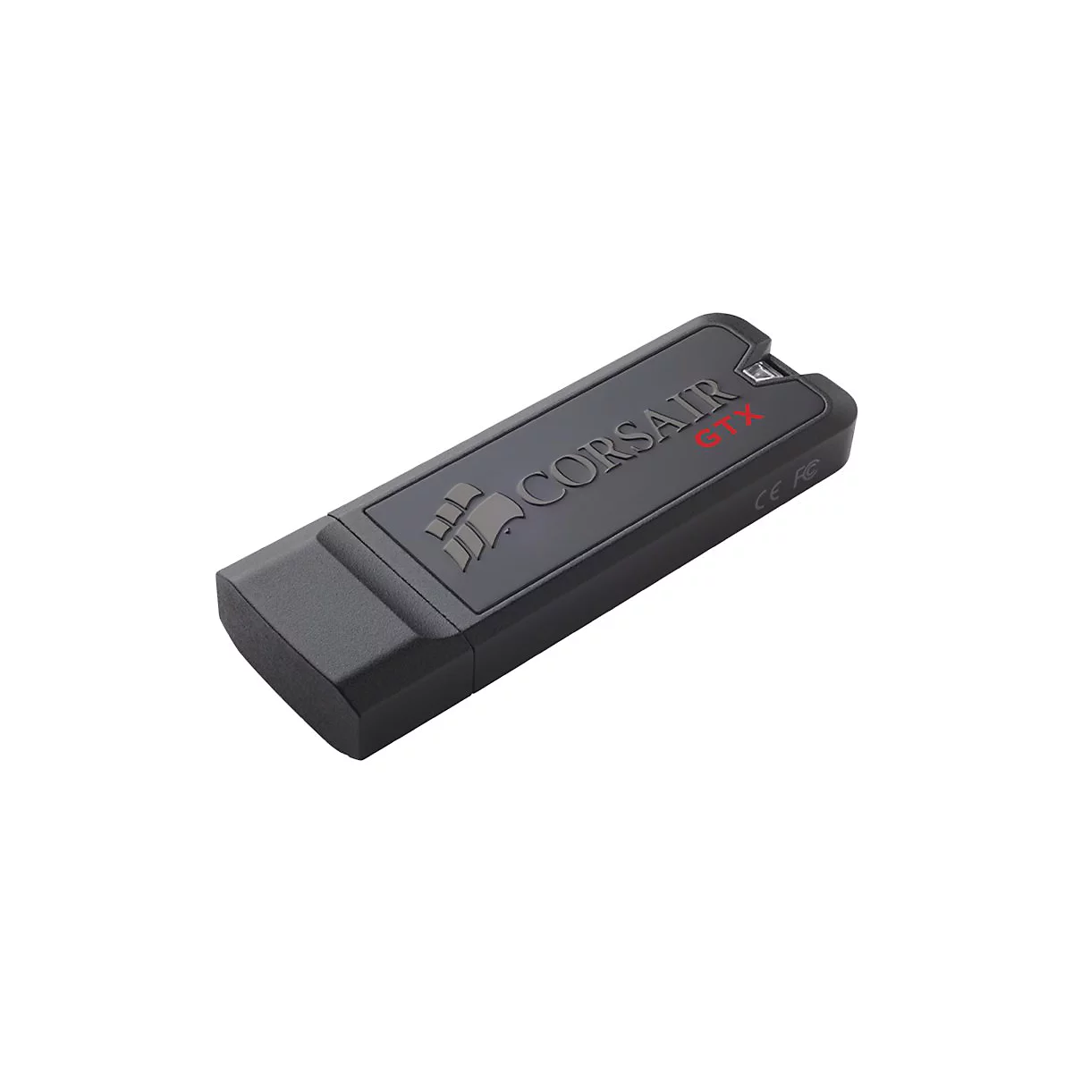 Schwarzer USB-Stick mit Corsair-Logo und GTX-Schriftzug.