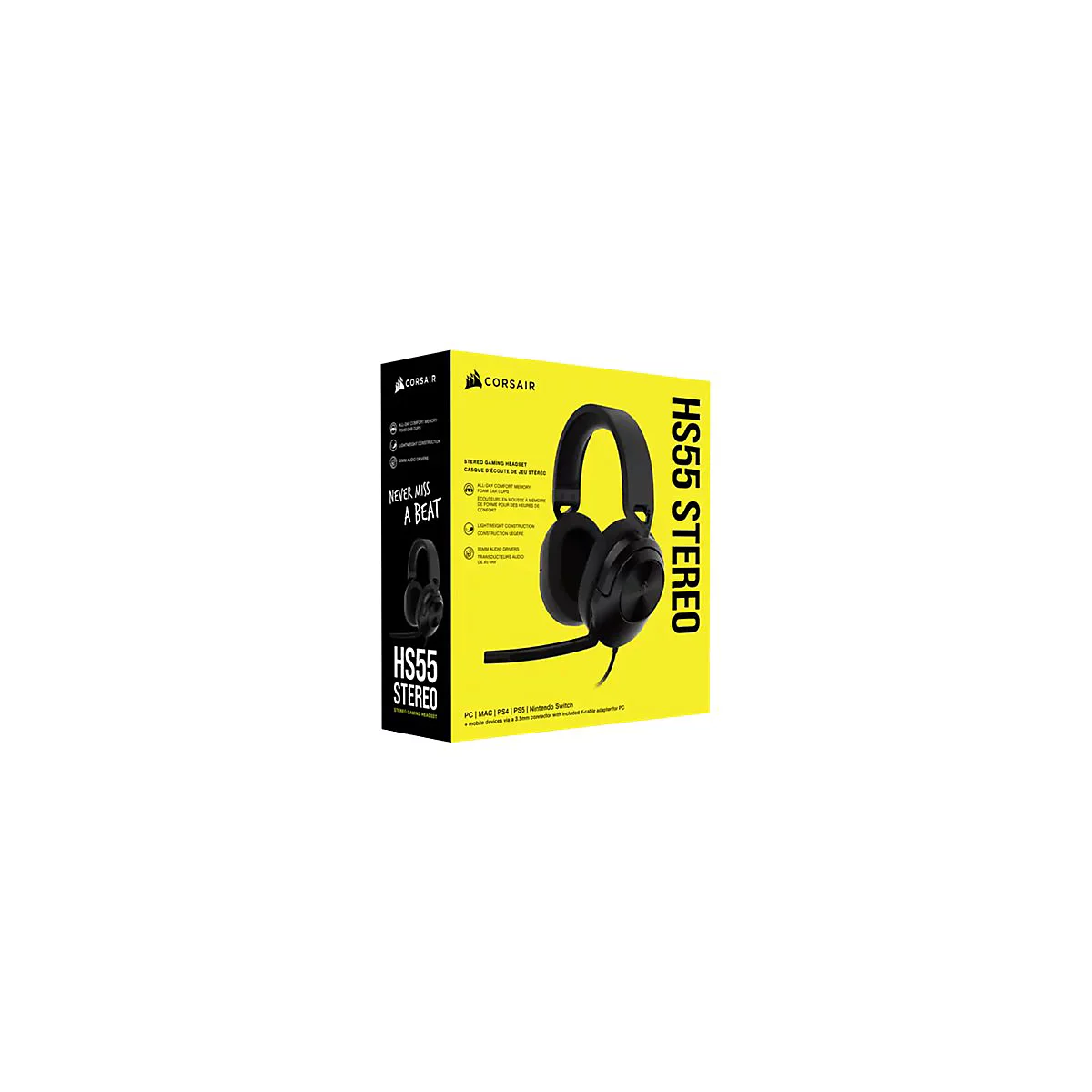 CORSAIR Gaming HS55 STEREO - Headset - ohrumschließend - kabelgebunden - 3,5 mm Stecker - Kohle