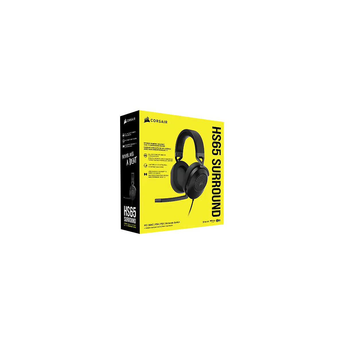 CORSAIR Gaming HS65 SURROUND - Headset - ohrumschließend - kabelgebunden - 3,5 mm Stecker - Kohle