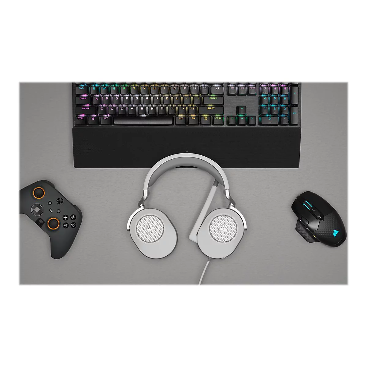 CORSAIR Gaming HS65 SURROUND - Headset - ohrumschließend - kabelgebunden - 3,5 mm Stecker - weiß