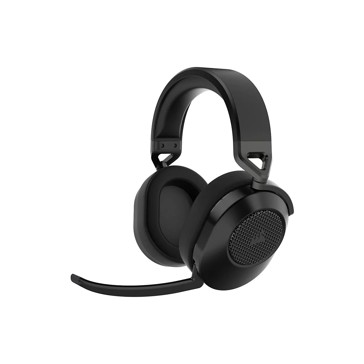 Schwarzes Gaming-Headset. Ohrmuscheln, Kopfbügel und Mikrofon klar erkennbar, vor weißem Hintergrund.