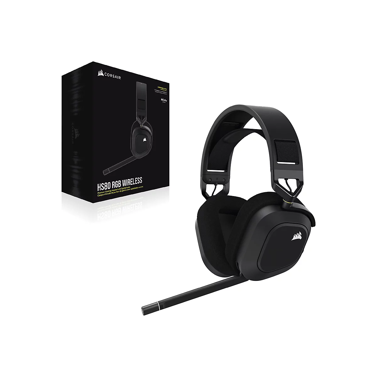 CORSAIR Gaming HS80 RGB - Headset - ohrumschließend - kabelgebunden - USB - Kohle