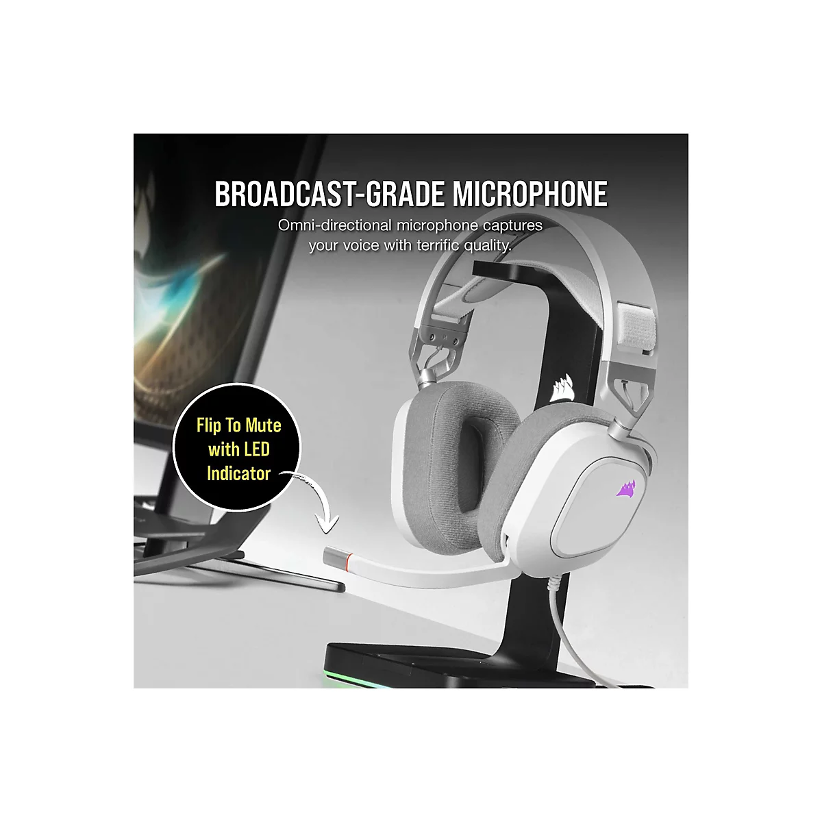 CORSAIR Gaming HS80 RGB - Headset - ohrumschließend - kabelgebunden - USB - weiß