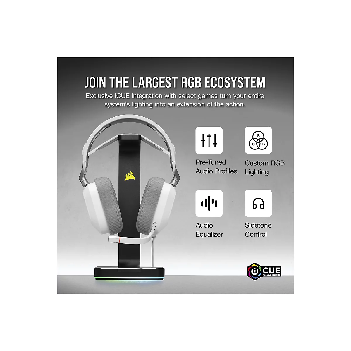 CORSAIR Gaming HS80 RGB - Headset - ohrumschließend - kabelgebunden - USB - weiß