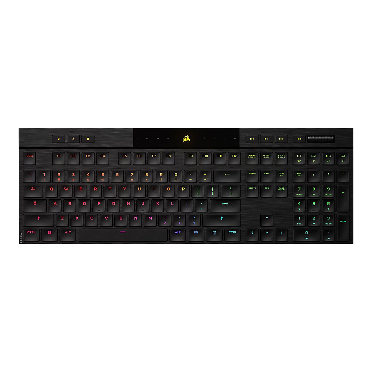 CORSAIR Gaming K100 AIR RGB - Tastatur - extrem schlank - Hintergrundbeleuchtung - kabellos - USB, Bluetooth 4.2