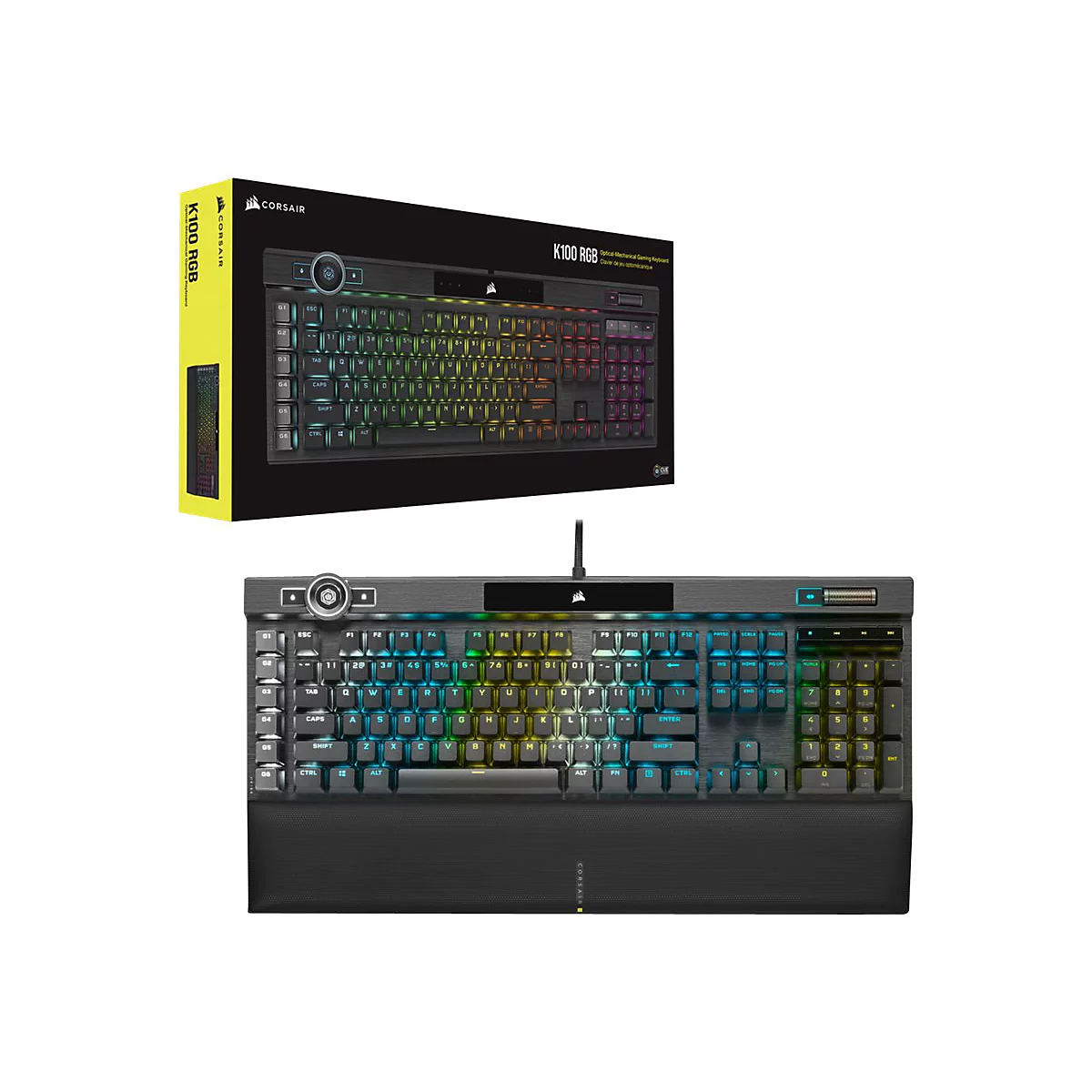 CORSAIR Gaming K100 RGB - Tastatur - Hintergrundbeleuchtung - USB - Deutsch - Tastenschalter: CORSAIR OPX RGB