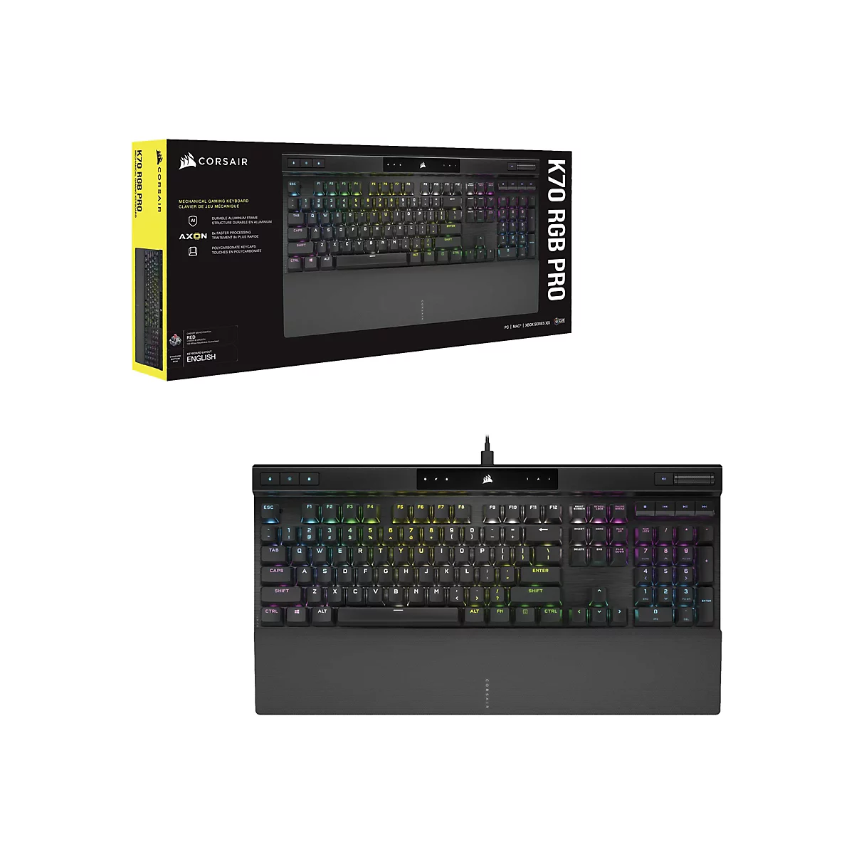 CORSAIR Gaming K70 RGB PRO - Tastatur - Hintergrundbeleuchtung - USB - Deutsch - Tastenschalter: CHERRY MX Red