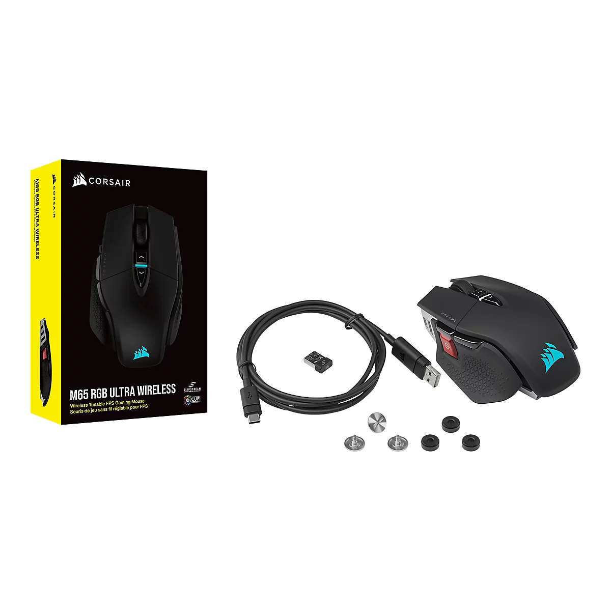 CORSAIR Gaming M65 RGB ULTRA WIRELESS - Maus - optisch - 8 Tasten - kabellos, kabelgebunden - Bluetooth, 2.4 GHz
