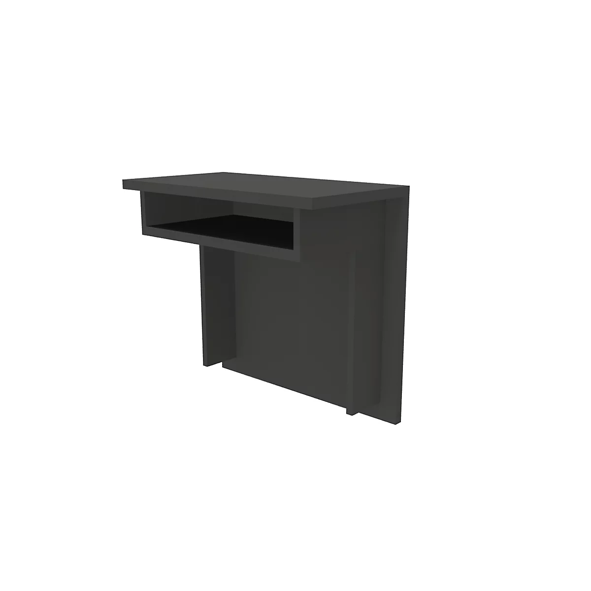 Counter-Element für Empfangstheke Basic C, verschiebbar, mit Ablagefach, B 670 x T 360 x H 620 mm, Gesamhhöhe auf Wange 1100 mm, graphit