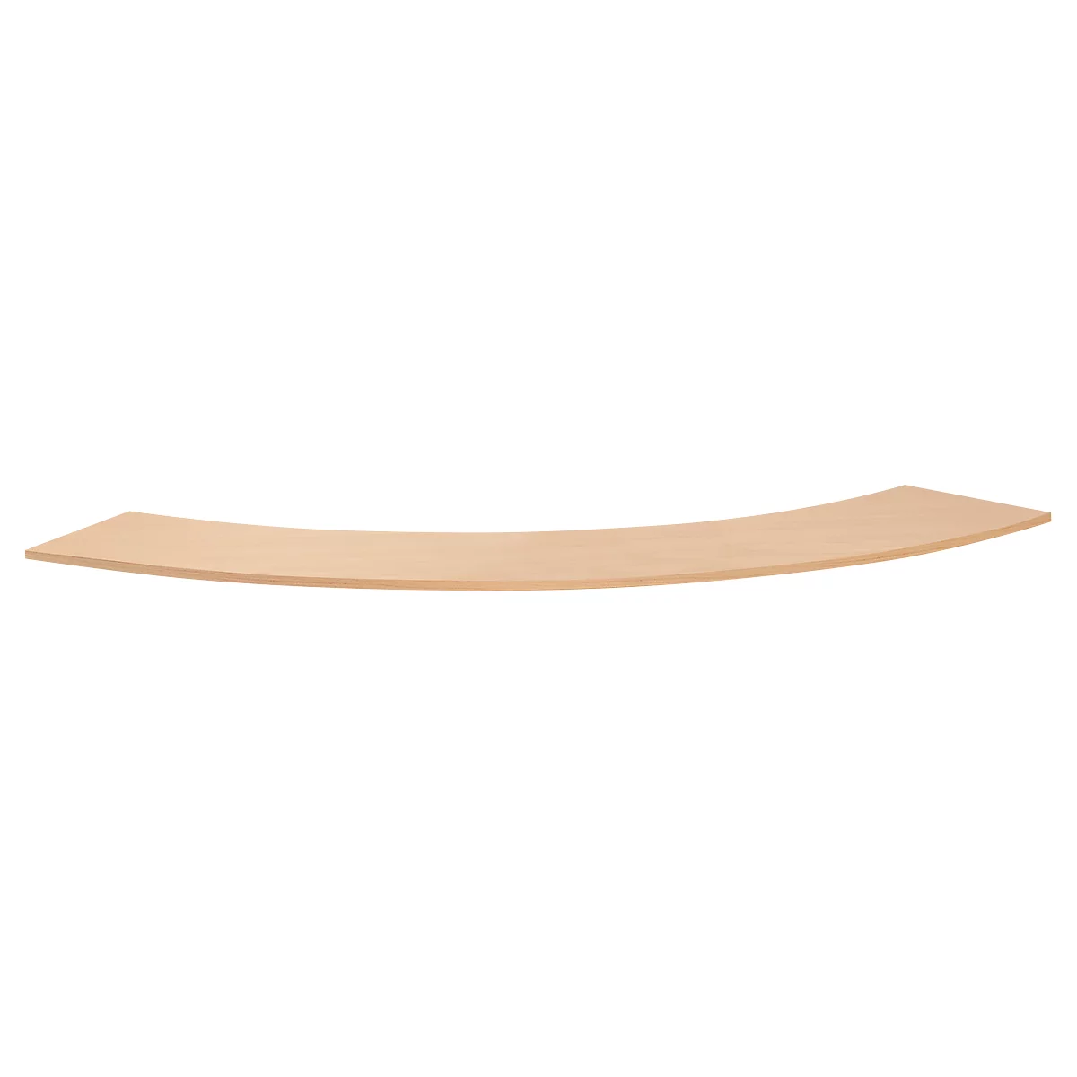 Curved wooden board in light wood color. It is slightly curved.
