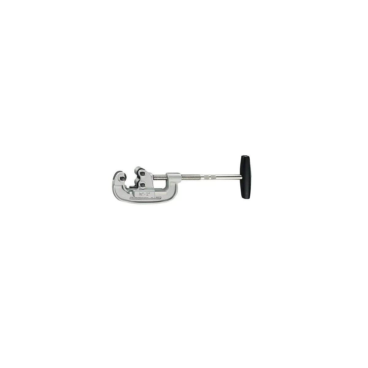 Coupe-tube en métal avec poignée noire. On peut lire "1/8"-2" sur le côté.