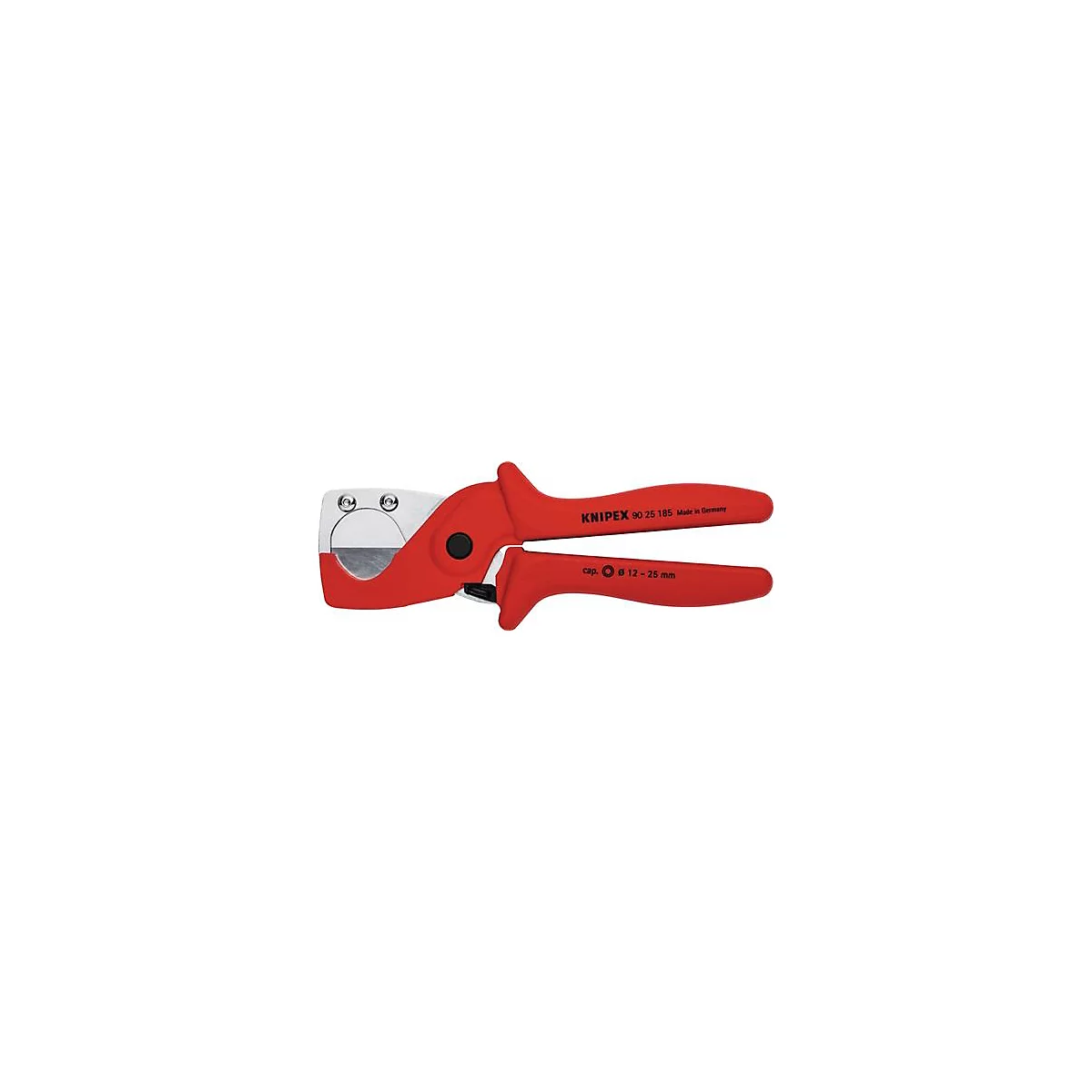 Coupe-tube rouge sur fond blanc, avec les inscriptions 'KNIPEX' et '12-35 mm'.