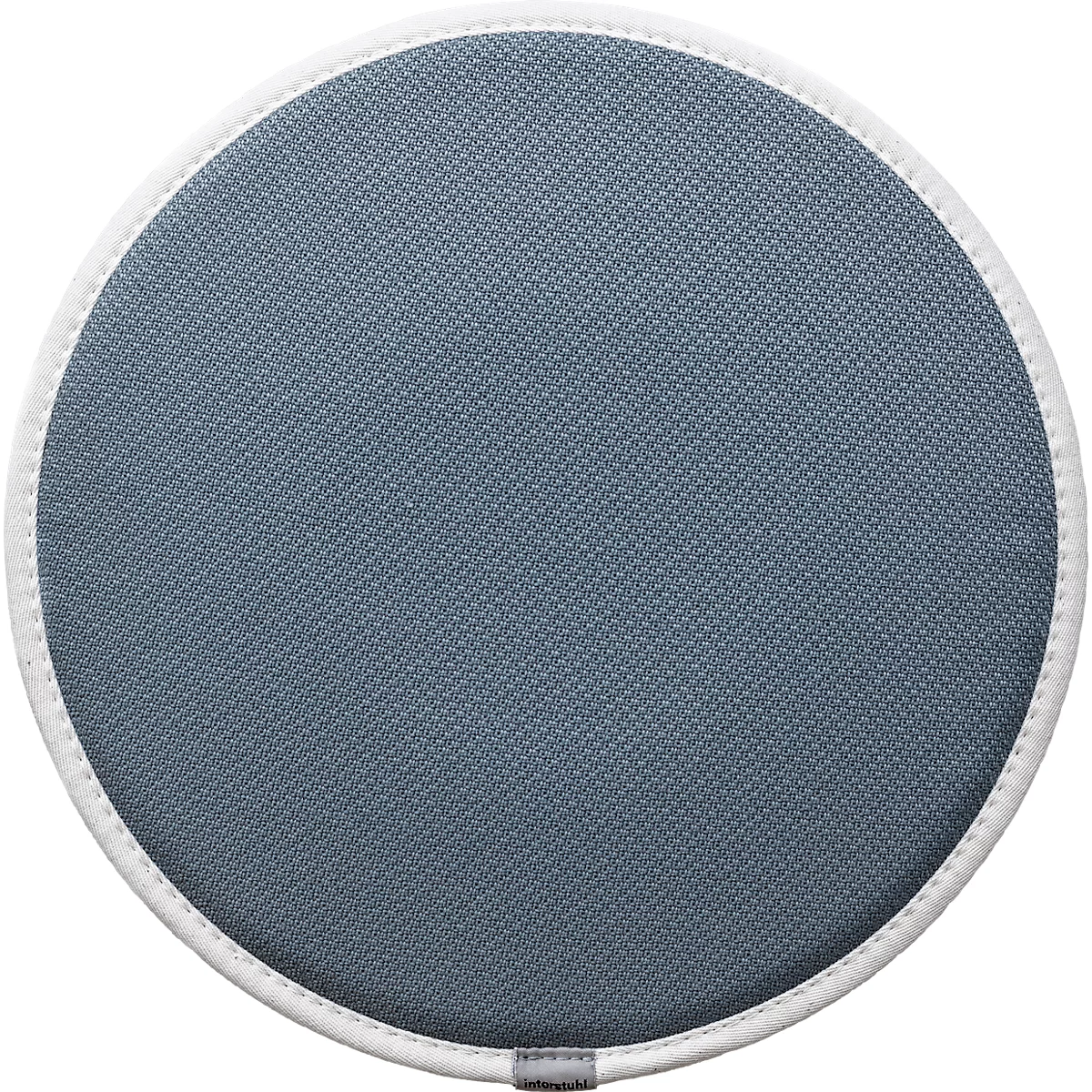 Tabouret rond de siège ou de sol, gris avec bord blanc.