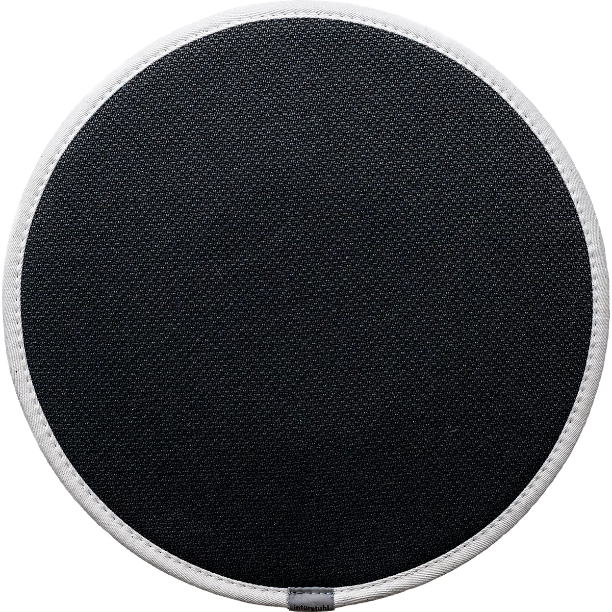 Réflecteur rond et noir avec bord blanc. Côté inférieur avec languette grise.