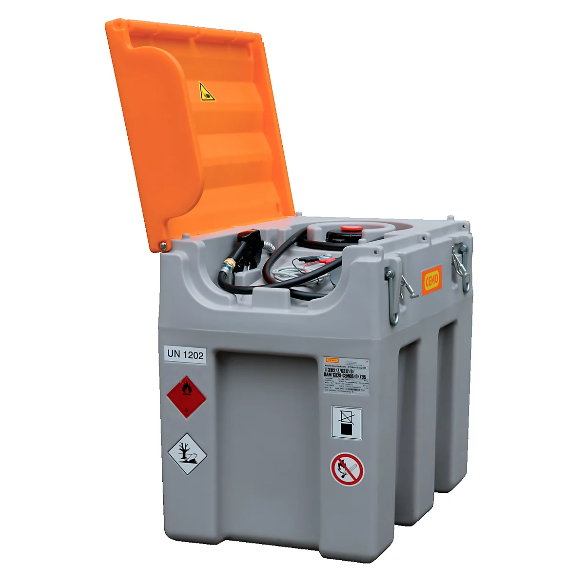 Couvercle à charnière pour station-service mobile CEMO DT-Mobil Easy 430 l/460 l/600 l/980 l &amp; DT-Mobil Easy 850/100 l, orange