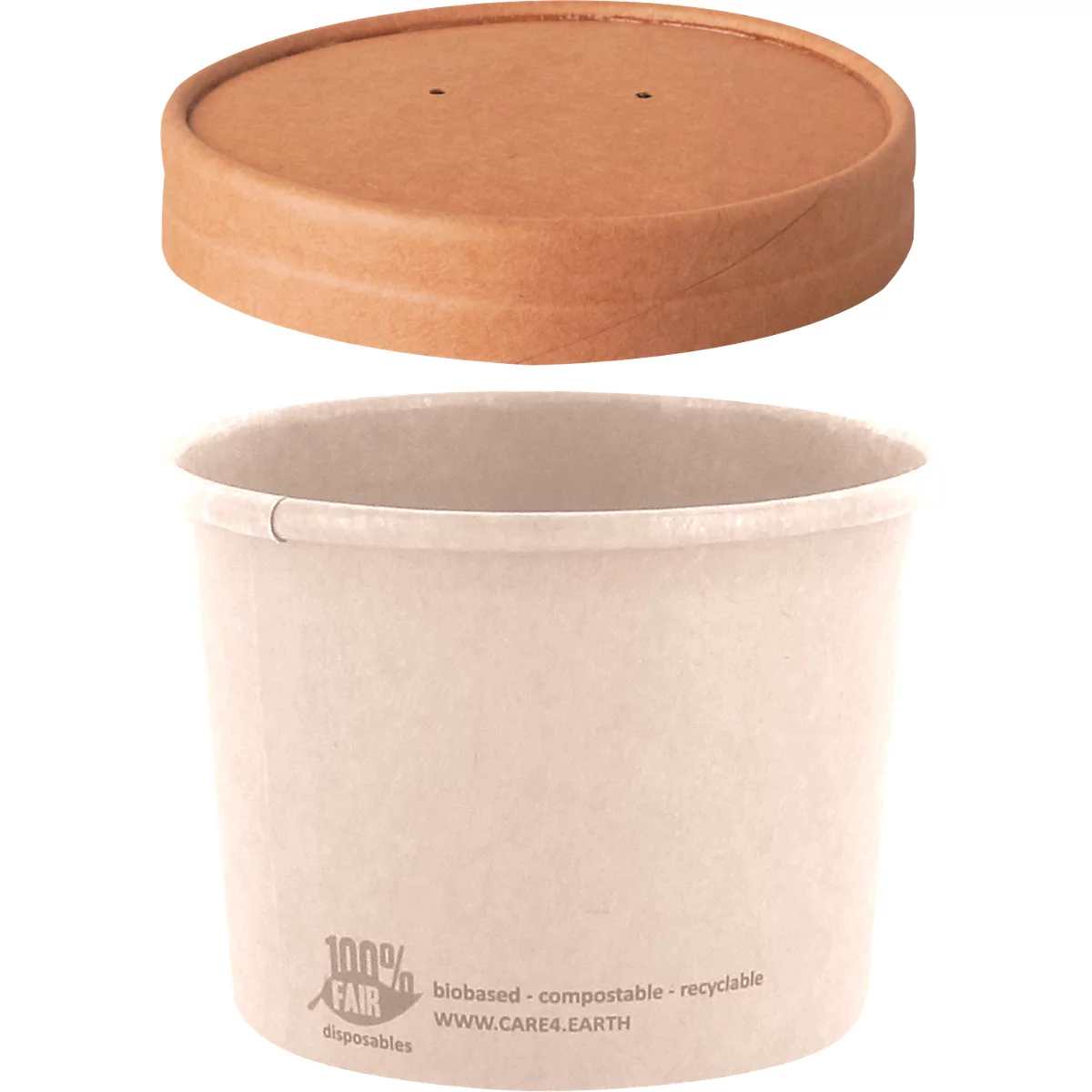 Couvercle Papstar pure, pour gobelet à soupe, Ø 98 mm, 25 pcs., compostable, carton de fibres fraîches, brun