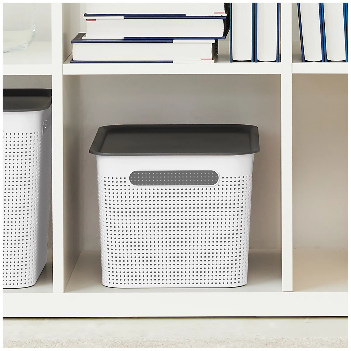 Couvercle pour boîte de rangement Rotho BRISEN d'un volume de 16 l, L 265 x l 365 x H 12 mm, polypropylène recyclé, anthracite