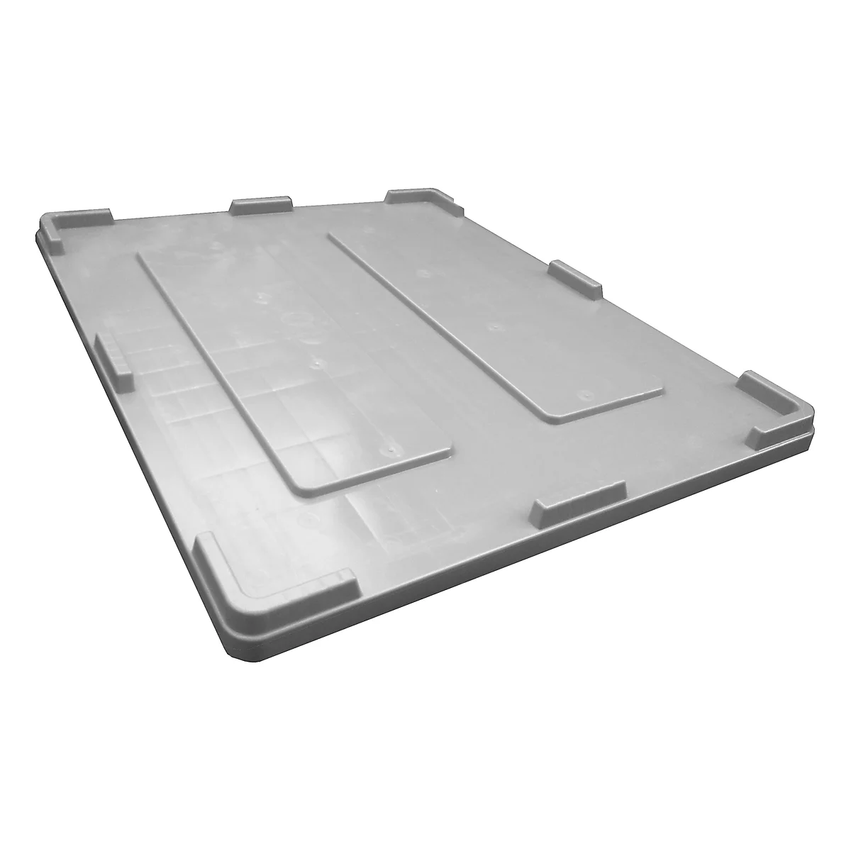 Couvercle pour box industriel de volume 610 l, L 1200 x l 1000 x H 30 mm, polyéthylène, gris